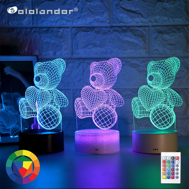 Veilleuse LED 3D créative pour enfants, lampe de chevet de table