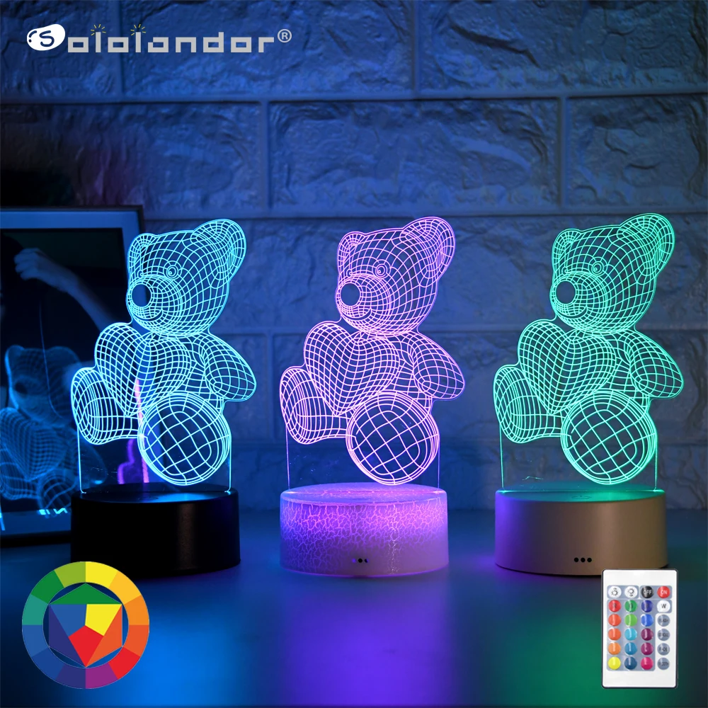

Newest Kid Light Night 3D LED Night Light Creative Table Bedside Lamp Romantic hug bear light Kids Gril Home Decoration Gift