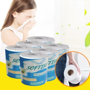 

4/6 Rolls Toilet Paper Bulk Skin-friendly Soft Tissue Paper Rolls Bathroom 3Ply Toilet Tissue Paper Bathroom Roll Paper #LR3