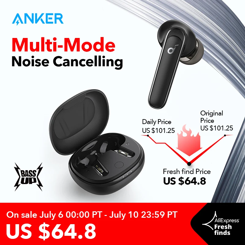Soundcore Life P3 TWS Noise Cancelling Earbuds by Anker, Thumping Bass, 6 Mics for Clear Calls, Multi Mode Noise Cancelling - Апрельский топ товаров с Али
