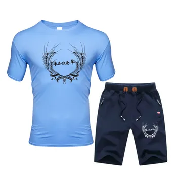 

2020 new high-quality sportswear suit summer men's sports suit quick-drying compression short sleeve + shorts 2 running sports