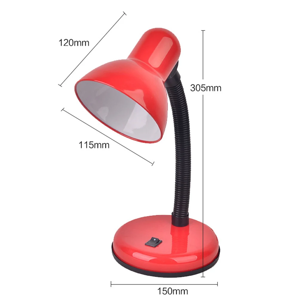 Reading Light 180 Degrees Rotated Desk Lamp Hose Clip Table Lamp Portable Night Light Physical Push-type Switch&Eye Protection