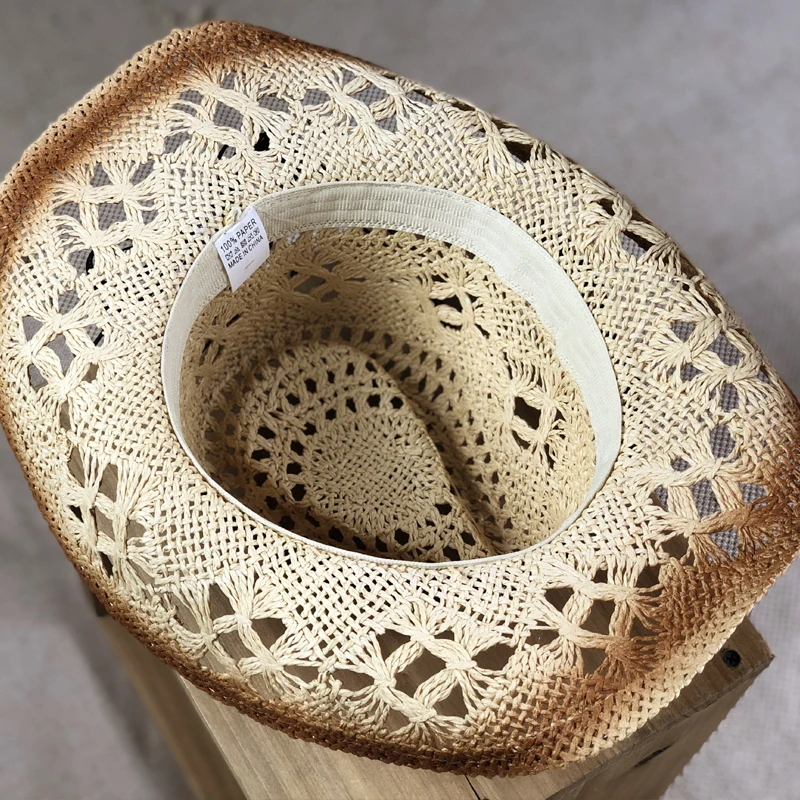 Natural Straw Cowboy Hat Women Men Handmade Weave Cowboy Hats Beach Hat Women Sun Hat for Lady Tassel Summer Western Sombrero Hombre Lifeguard Hats