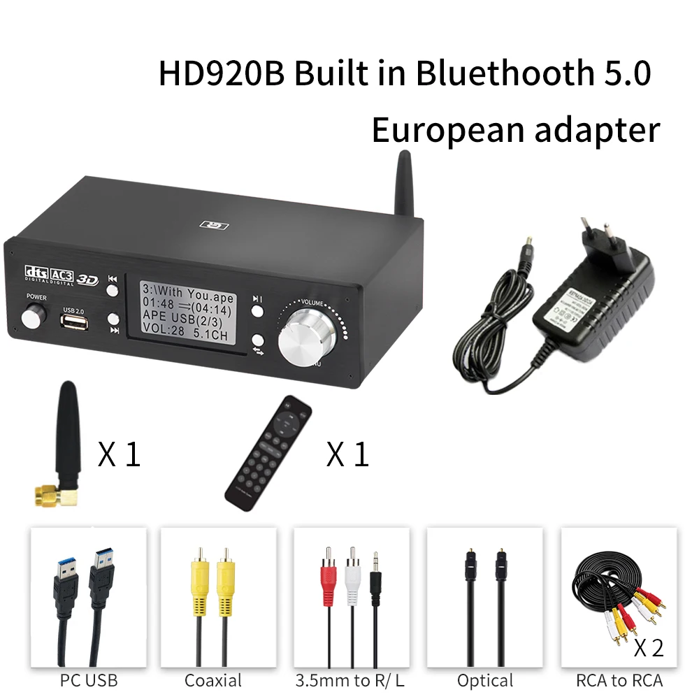 HD920 5.1CH аудио декодер Bluetooth 5 0 приемник DAC DTS AC3 Dolby атмосферs 4K HDMI экстрактор