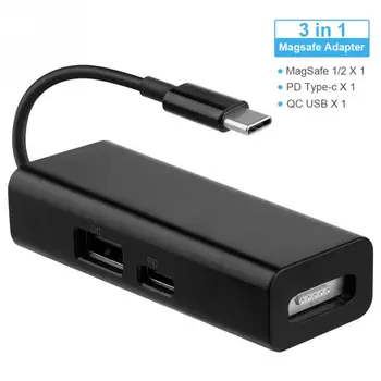 

3 in 1 USB-C MagSafe Adapter Type-C to MagSafe 1/2 Converter Adapter for Notebooks Laptops Smartphones
