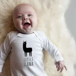 Детский комбинезон с надписью Little Llama, 100% хлопок, комбинезон для новорожденных мальчиков и девочек, комбинезон с длинными рукавами, зимний