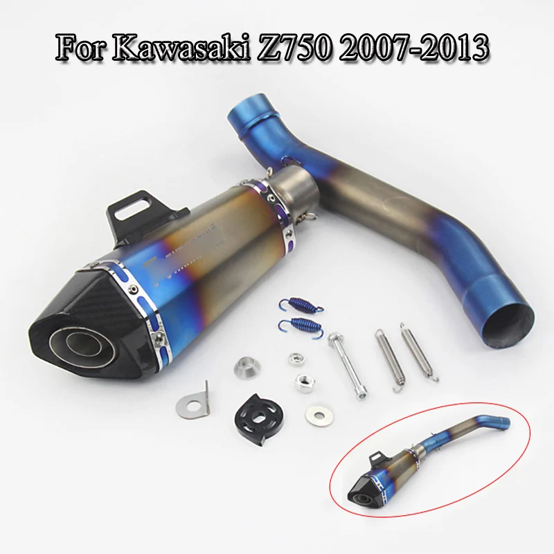 

Motorcycle Exhaust Complete Set Pipe Mid Link Pipe Connect Exhaust Muffler Tail Pipe For Kawasaki Z750 Slip On 2007-2013 Escape