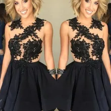 A-Line/принцесса без рукавов Совок Кружева шифон Короткие/Мини-платья