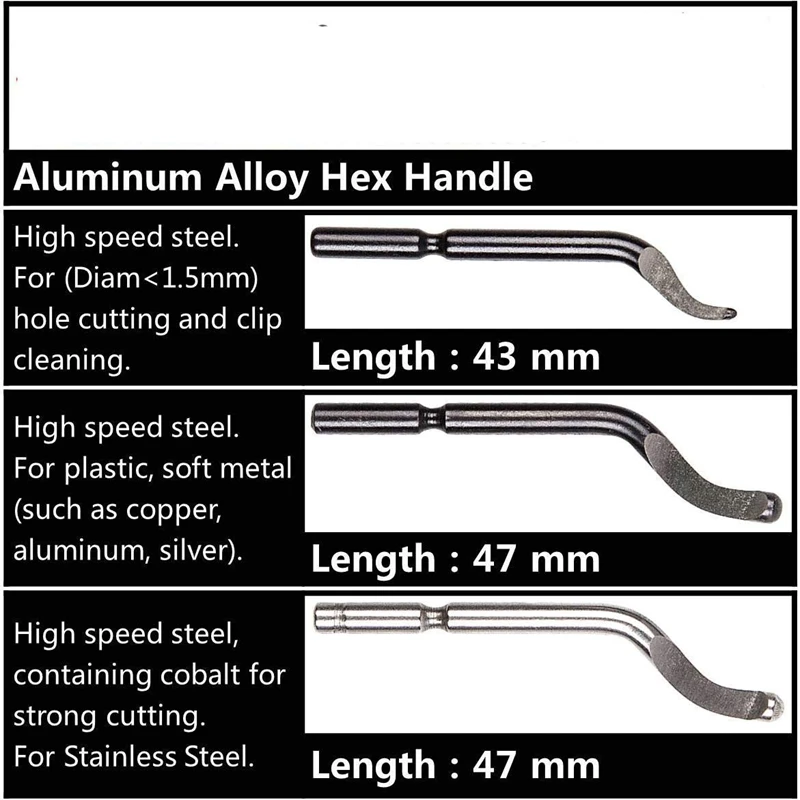 Металлический шлифовальный инструмент набор с 15 лезвиями, ручка регулировки нож, отличный инструмент для удаления заусенцев для дерева, пластика, алюминия, меди