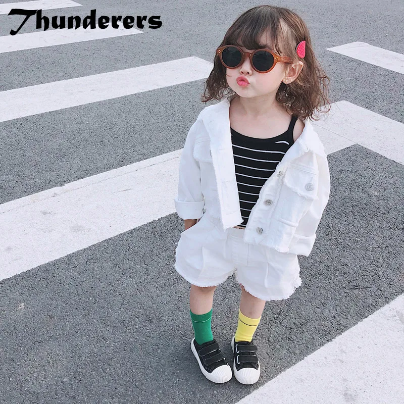 

Thunderers Spring Autumn Kids Clothing Set For Girls Long Sleeve Jacket & Short Pants Children 2pcs Outfits Clothes Suit 24M-7Y