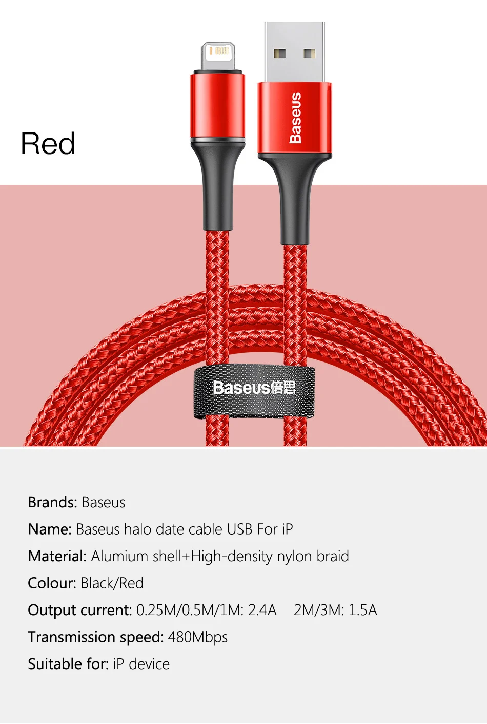 Baseus USB Cable For iPhone 12 11 13 Pro XS Max Xr X 8 7 6 LED Lighting Fast Charge Charger Date Phone Cable For iPad Wire Cord usb phone charger