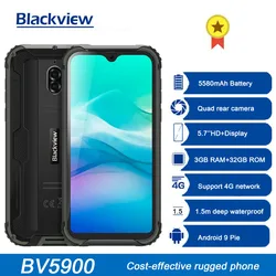 Новое поступление Blackview BV5900 IP68 прочный телефон Android 9,0 пирог, 3 Гб оперативной памяти, 32 Гб встроенной памяти, 5580 мА/ч, Водонепроницаемый мобил...