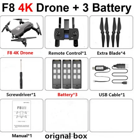4K-3 Battery F8 профессиональный Дрон с камерой 4K HD двухосевой антивибрационный самостабилизирующийся шарнир gps WiFi FPV RC вертолет Квадрокоптер - Цветной: 4K-3 Battery