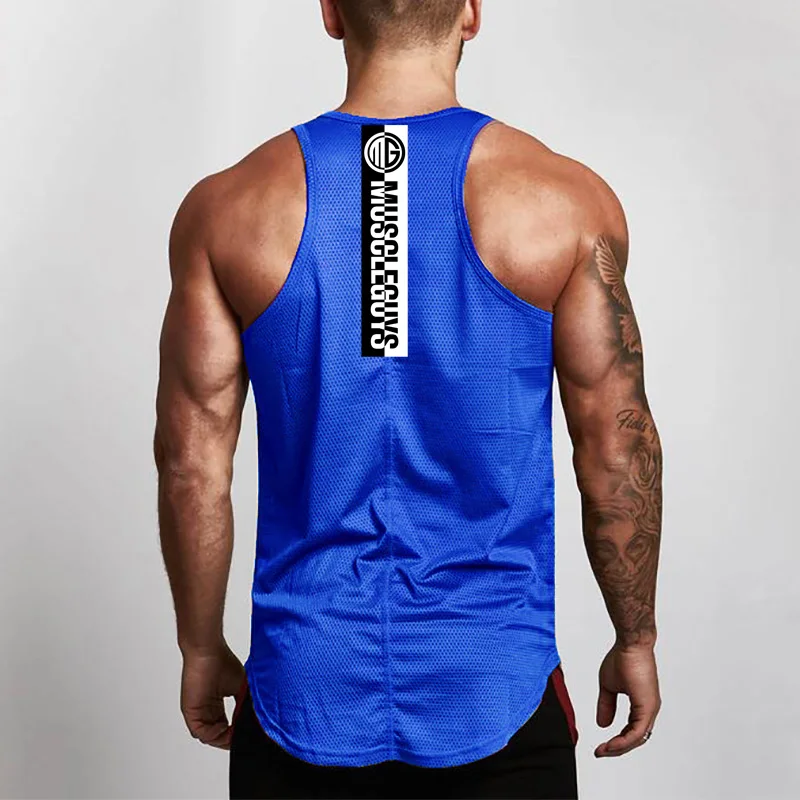 

Mesh Brand Workout Vest Fashion Cotton Mens Tank Top Fitness Singlets Sleeveless Gym Bodybuilding Stringer Undershirt Tanktops
