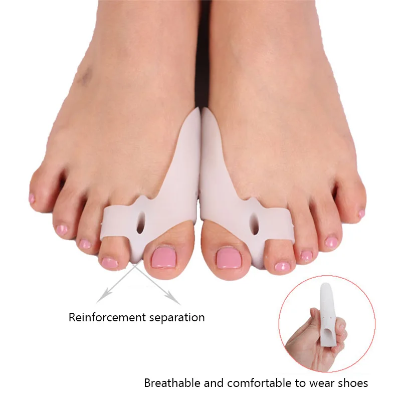 2PCS Silicone Gel Thumb Corrector Bunion Little Toe Protector Separator Hallux Valgus Finger Straightener Foot Care Relief Pads | Красота и