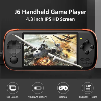 

Powkiddy J6 Handheld Portable Game Console 4.3 inch IPS Screen HD 128-bit Simulator Arcade Game Player for NES PSP GBA SFC