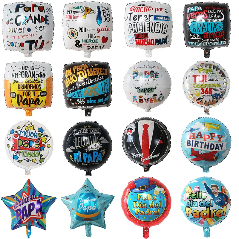 

10pcs 18inch Spanish Happy Father Mother's Day Foil Balloons Feliz Dia Mama Super Papa Helium Globos Party Decoration Air Baloes