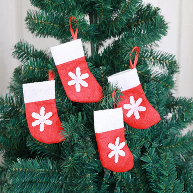 24 Pieces Christmas Decorative Cutlery Knife Fork Spoon Pocket Tableware Bag Xmas Tree Hanging Ornament Storage Gift Mini Socks | Дом и сад