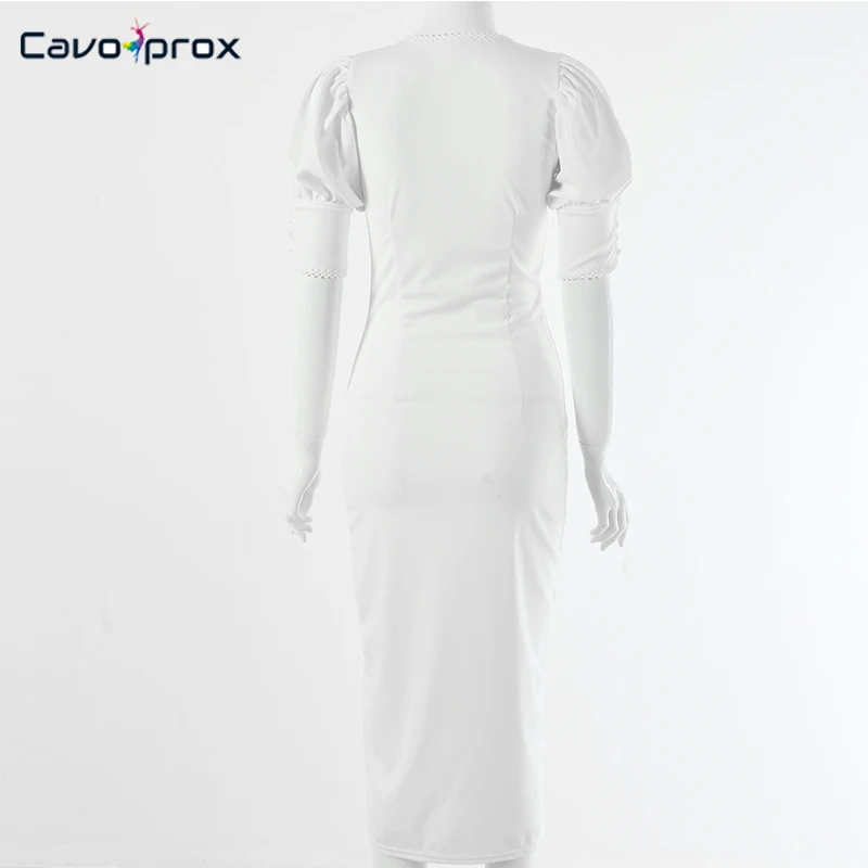 Женское платье на пуговицах с коротким рукавом, v-образным вырезом, разрезом, облегающее платье, однотонное, облегающее, элегантное, шикарное, женское, белое, Vestido, миди платье