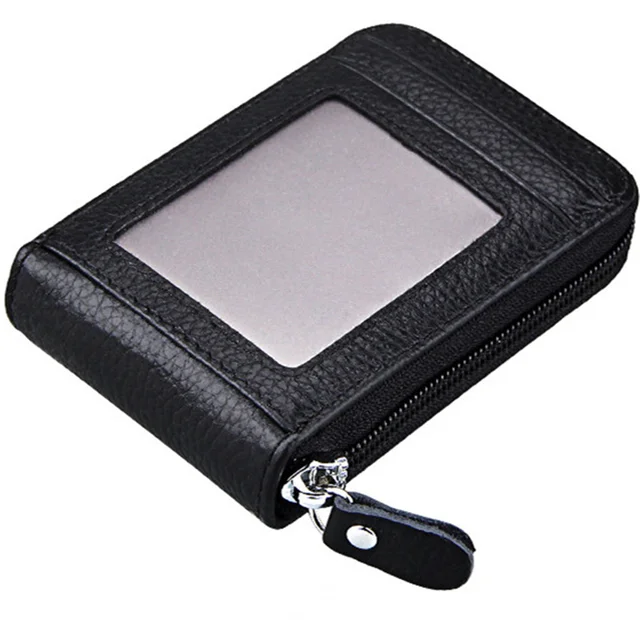 Carteira de Couro Legítimo Unissex com Proteção RFID e Zíper Carteira de Couro Legítimo Unissex com Proteção RFID e Zíper