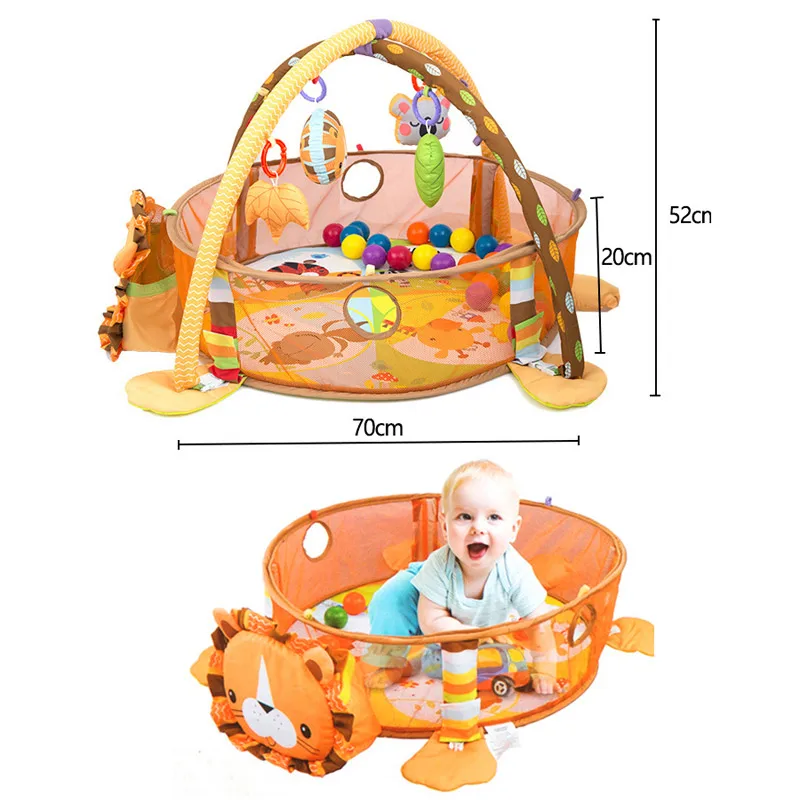 IMBABY Baby Game Mat Multi-Function Cartoon Marine Ball Three-In-One With Ball Fitness Rack Crawling Pad baby gym Newborn Toy