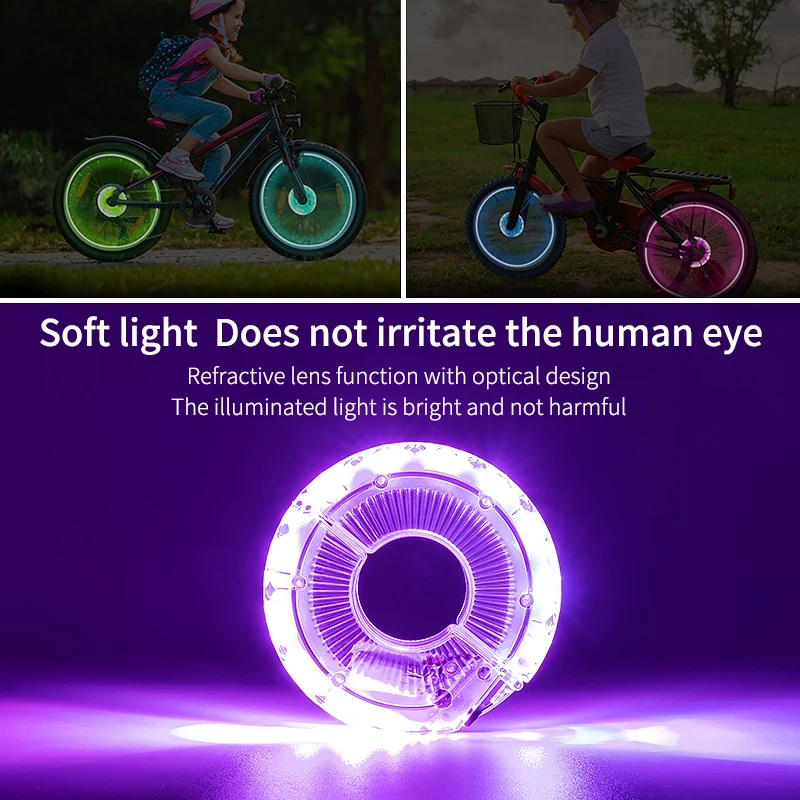 Smart LED Bicycle Wheel Light Bike Front Tail Hub Spoke One Lamp With 7 Color 18 Modes Rechargeable Kids Balance Bike Light