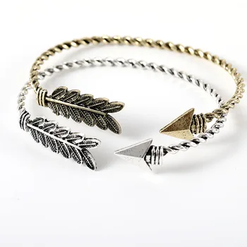 

Creative Fashion Alloy Triangle Arrow Feather Leaf Opening Adjustable Retro Simple Bracelet Unisex Bracelet