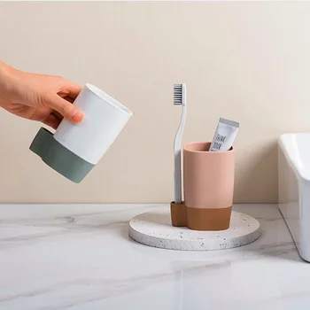

Bathroom Gargle Toothbrush Cup Holder Anti-Slip Draining Mug Tooth Brush Dispenser Bathroom Accessories