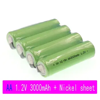 

4-20 AA Rechargeable Battery 1.2V 3000mAh NiMH Battery Blue Case with Solder Pins for DIY Electric Shaver Toothbrush Toy