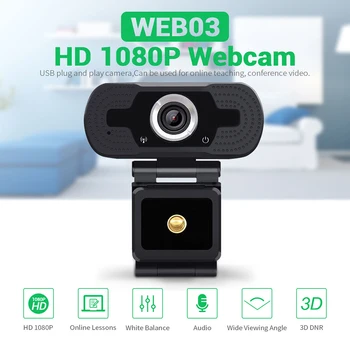 

USB Plug and Play Web Camera 1080P HD Webcam with Built-in MIC Video Recording for Laptop Desktop Computer Accessory