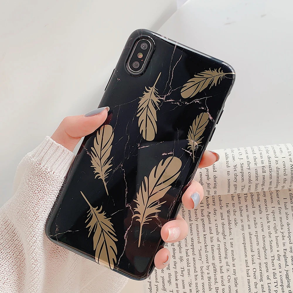 Чехол для телефона LOVECOM для iPhone 11 Pro Max XR XS Max 6 6S 7 8 Plus X гальванический Винтажный Золотой лист мягкая IMD задняя крышка на весь корпус