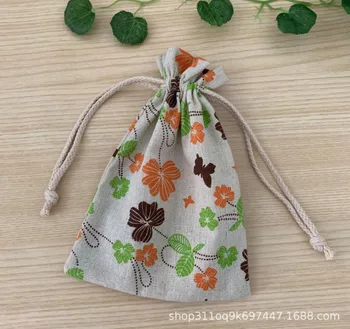 

Vintage Flower butterfly Linen Drawstring Bags 8x10cm 9x12cm 10x15cm pack of 50 Makeup Jewelry Gift Pouches
