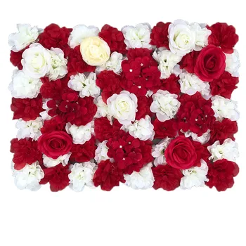

Red and White Flower Wall Panel Silk Rose Artificial Flowers Wedding Flower Decoration for Wedding Home Backdrop Decoration