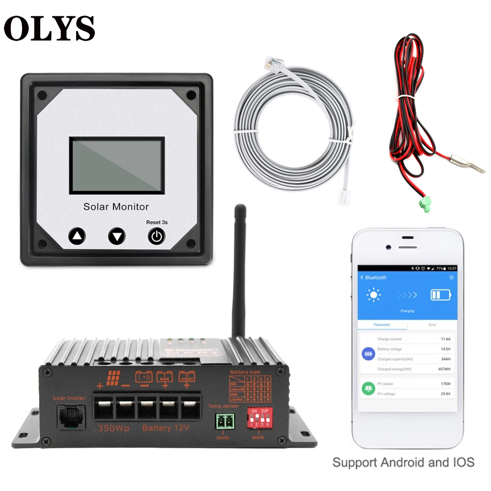 Контроллер солнечной зарядки OLYS 20A 12 в MPPT Интеллектуальный Солнечный контроллер