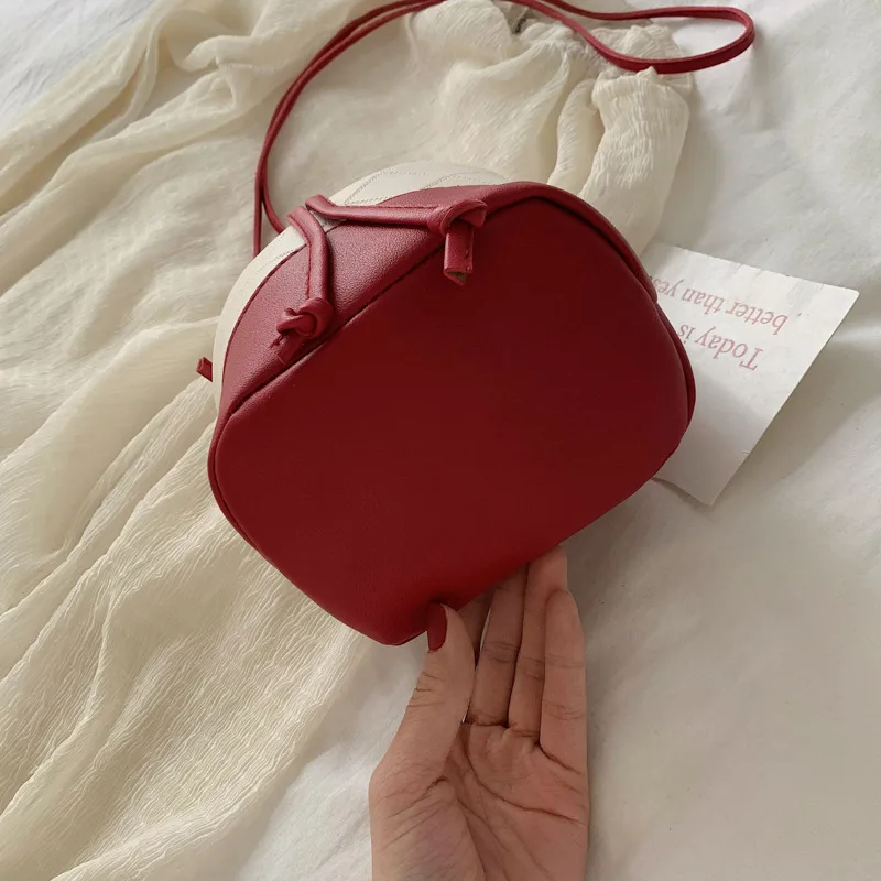 

Versatile Bucket Bag WOMEN'S Bag 2019 Spring New Style Contrast Color Shoulder Bag Single-shoulder Bag for Women