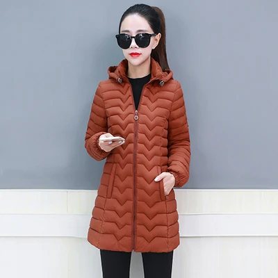 Caramel color Плюс Размер 6XL стеганая куртка зимняя парка Женская куртка с капюшоном зимняя куртка женская парка теплая хлопковая зимняя куртка женская длинная парка - Цвет: Caramel color