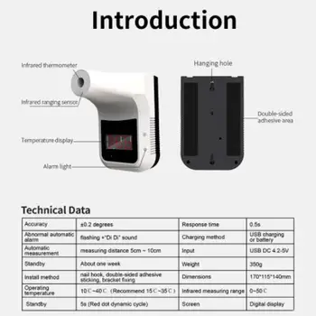 

Termometro Infrarojo Digital Infrared Thermometer Non-contact Automatic Induction Thermometer Wall mounted Thermometer термометр