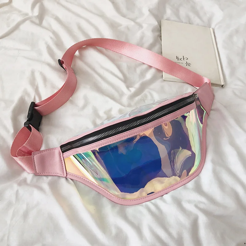 

Ladies' small bag high-quality laser transparent wild fashion sports casual pockets chest 2019 new JIULIN