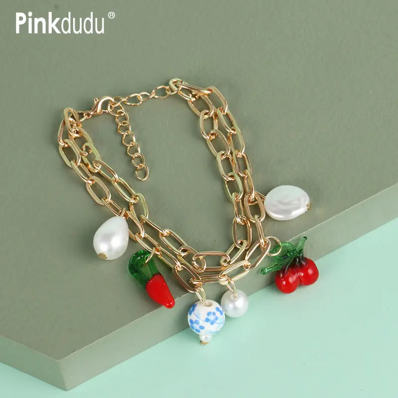 Женский трехслойный браслет Pinkdudu из цинкового сплава модный акриловый цепочка с