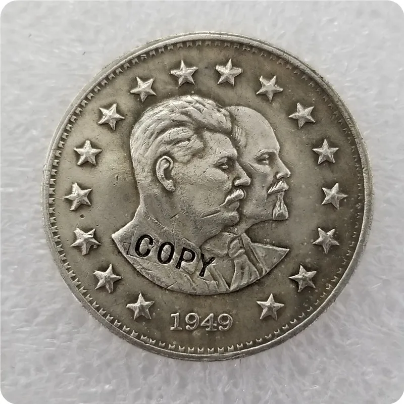 1 рубль 1949 Ленин и Сталин профиль памятные монеты-копии монет медаль коллекционные монеты имитация монеты - Цвет: Antique silver