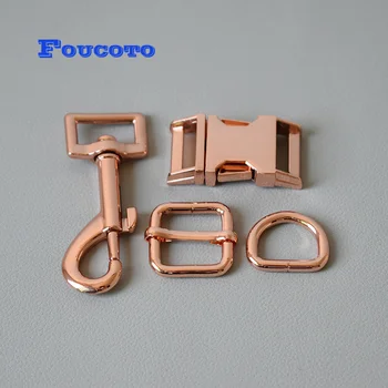 

100 sets/lot plated metal release buckles D rings 20mm for paracord puppy rope dog collar adjustable buckles DIY dog accessories