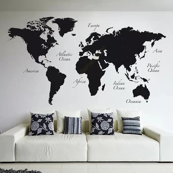 

Large World Map Vinyl Wall Decal Home Decor Living Room Removable Abstract World Map Wall Sticker For Bedroom