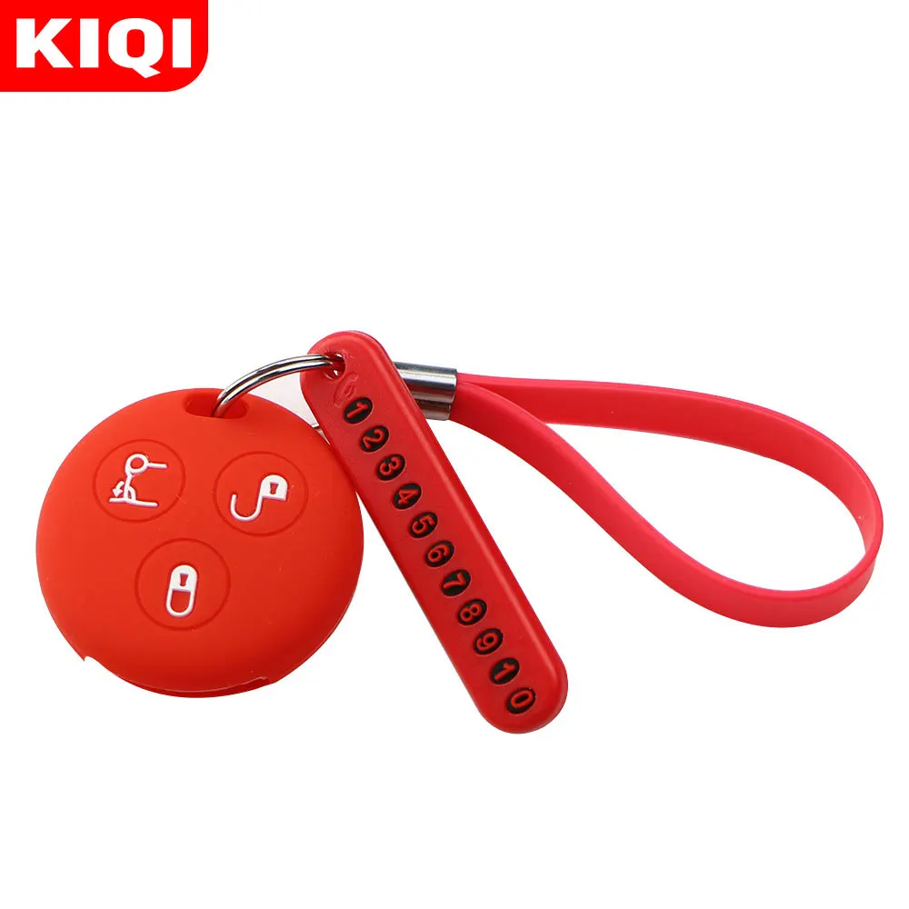 

Car Key Case Cover Key Chain with Phone Number Card for Benz Smart City Fortwo Roadster 3 Button Remote Key Shell Accessories