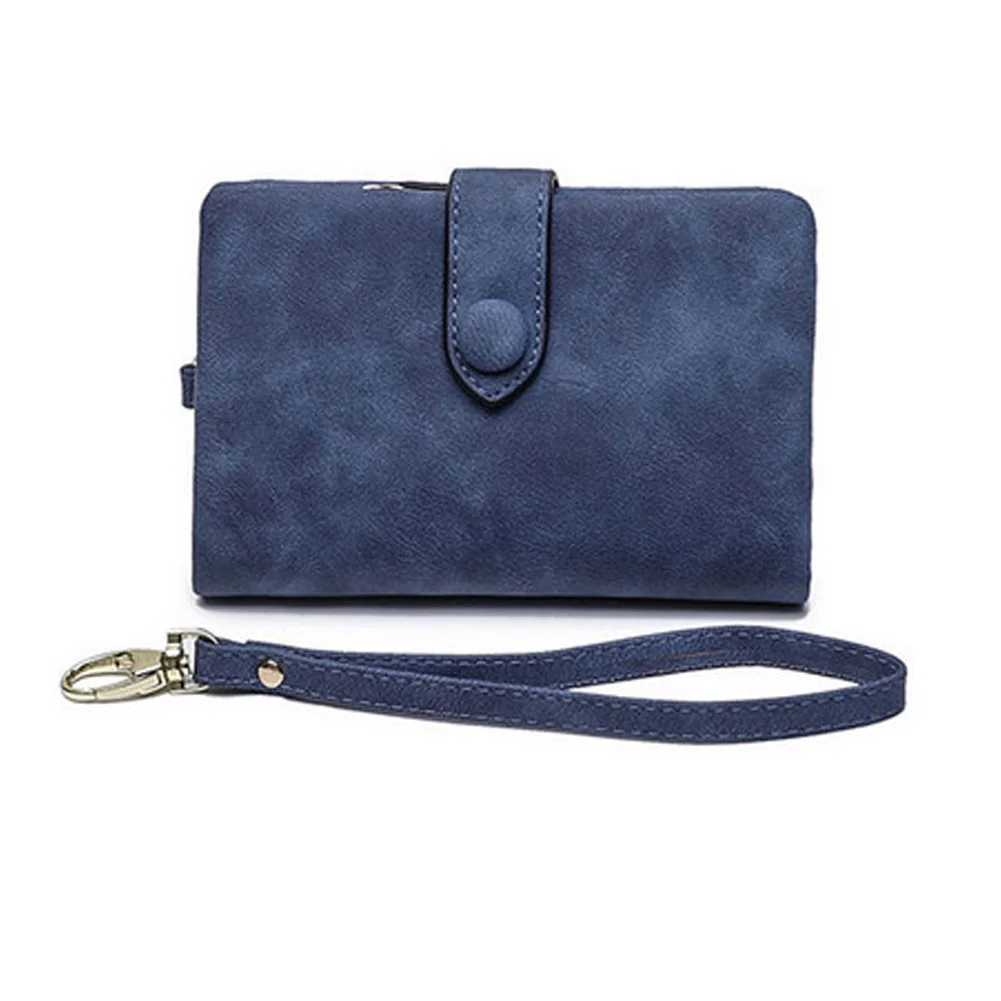 Royal Blue Новинка; Лидер продаж; Модный женский короткий кошелек из искусственной кожи; Дамский кошелек на кнопке; клатч; кошелек; Слот для наличных денег; однотонные слоты для кредитных карт; органайзер; кошельки - Цвет: Royal Blue