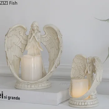 

Classical Angel Candle Holders Electronic Candles Party Christmas Candelabra Church Wedding Centerpieces Candlestick Home Decor