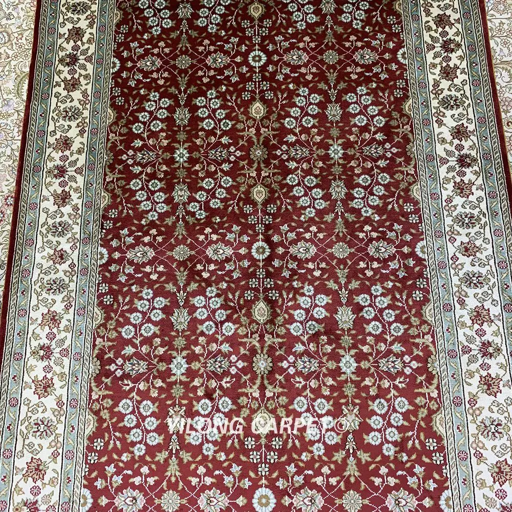 YILONG 3'x5' Восточный Классический шелковый ковер ручной работы красного цвета персидский стиль изысканный ковер(HF219B
