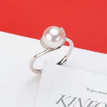 

Real S925 Sterling silver Adjustable Blank Ring Base Fit Half hole Beads DIY Ring Jewelry Findings Making