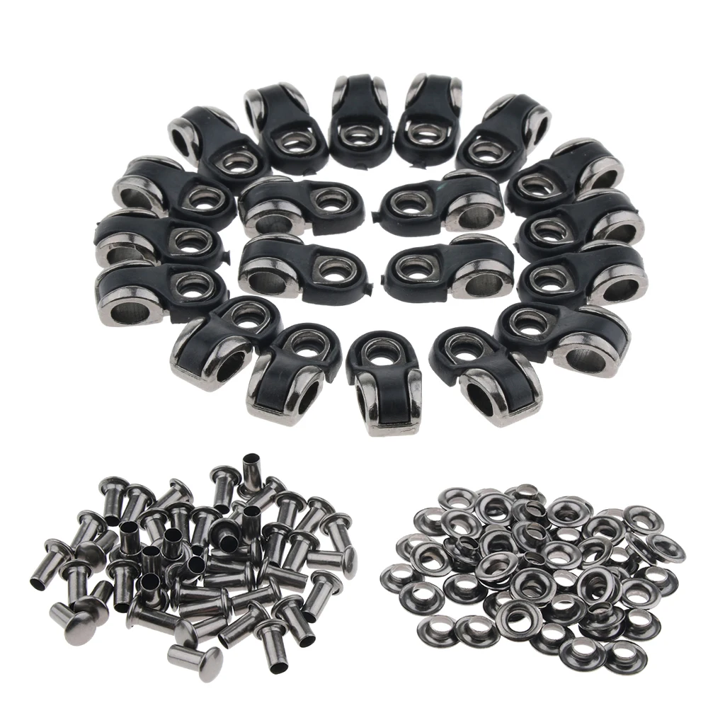 

20 Pieces Alloy Shoe Lace Hooks with Rivets Shoelace Buckles Repair Camping Hiking Boots or Fashion Boots