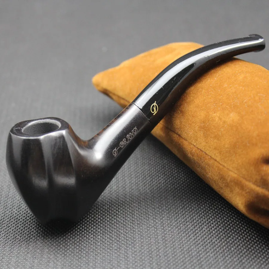 Elegant Handmade Natural Ebony Wood Smoke Tobacco Smoking Pipe Black Wooden Pipe + Pouch + Holder 10pcs 9mm Filters 433 smoking accessories tobacco pipe tobacco smoking accessories smoking pipe filters herb smoking pipe smoking pipe