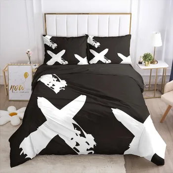 

3D Duvet Cover Set Bedding Sets Comforter Cases Pillow Covers Double Single Queen Size Simple Style Custom Black Bedding Sets